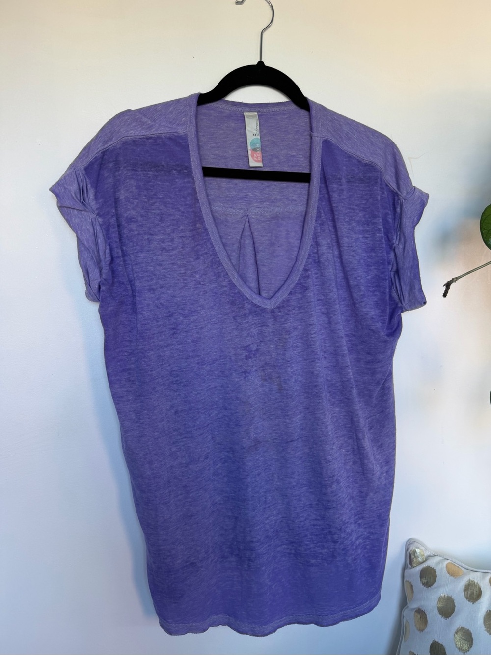 Free People Lavender V-Neck Short Sleeve Tee
